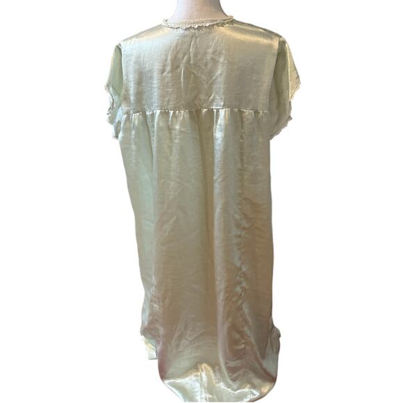 Vintage Oscar de la Renta Lace Trim Modest nightgown Celery Green - Picture 5 of 7